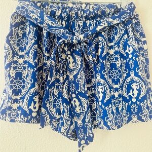 Blue and White Patterned Shorts